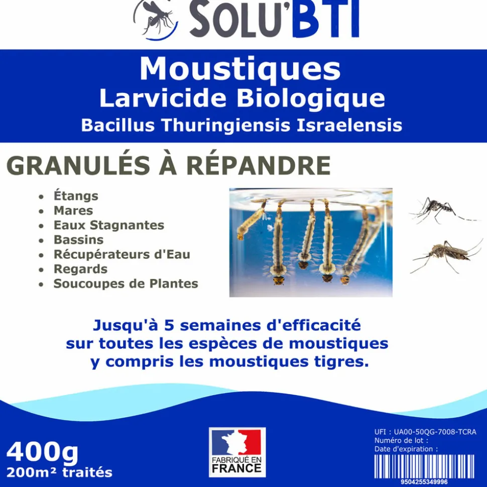 TOUT POUR LES NUISIBLES - Solu'bti - moustiques - 400 gr de larvicide biologique