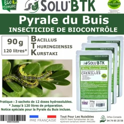 TOUT POUR LES NUISIBLES - Solubtk -pyrale du buis 90gr bacillus thuringiensis -insecticide