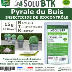 TOUT POUR LES NUISIBLES - Solubtk -pyrale du buis 15gr bacillus thuringiensis -insecticide