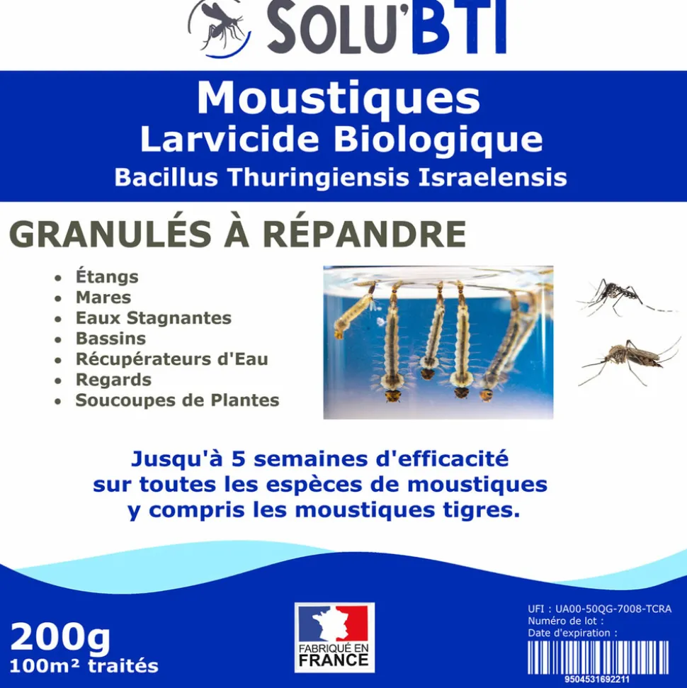 TOUT POUR LES NUISIBLES - Solu'bti - moustiques - 200 gr de larvicide biologique
