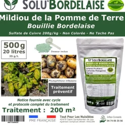 TOUT POUR LES NUISIBLES - Solu'bordelaise - 500 g de bouillie bordelaise - mildiou de la pomme de terre - utilisable agriculture biologique