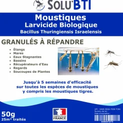 TOUT POUR LES NUISIBLES - Solu'bti - moustiques - 50 gr de larvicide biologique