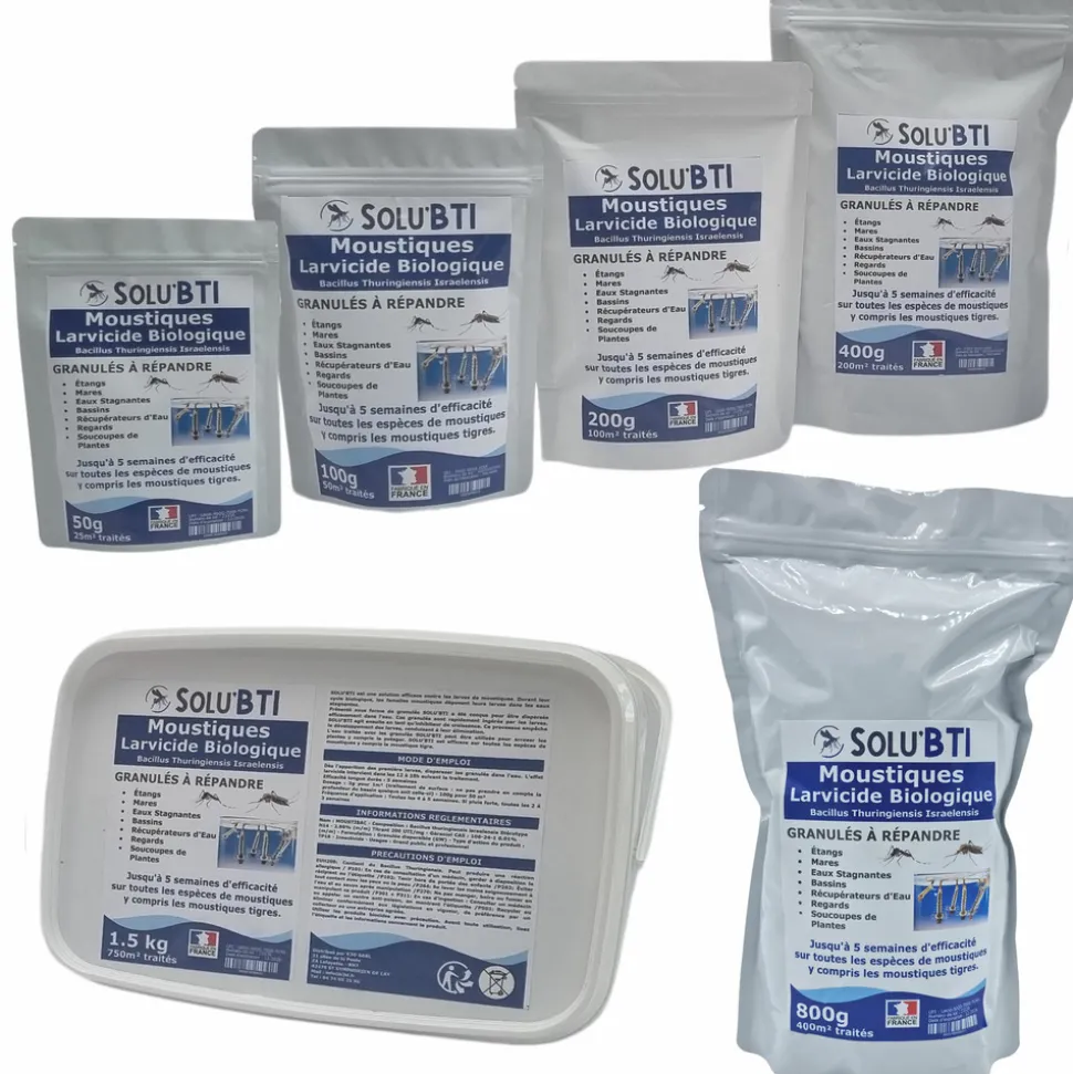 TOUT POUR LES NUISIBLES - Solu'bti - moustiques - 50 gr de larvicide biologique