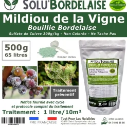 TOUT POUR LES NUISIBLES - Solu'bordelaise - 500 g de bouillie bordelaise - mildiou de la vigne - utilisable agriculture biologique