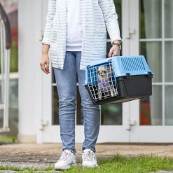 Transport rigide pour chats et chiens de petite taille atlas 10 el, porte an acier plastifié, grilles pour l'aération