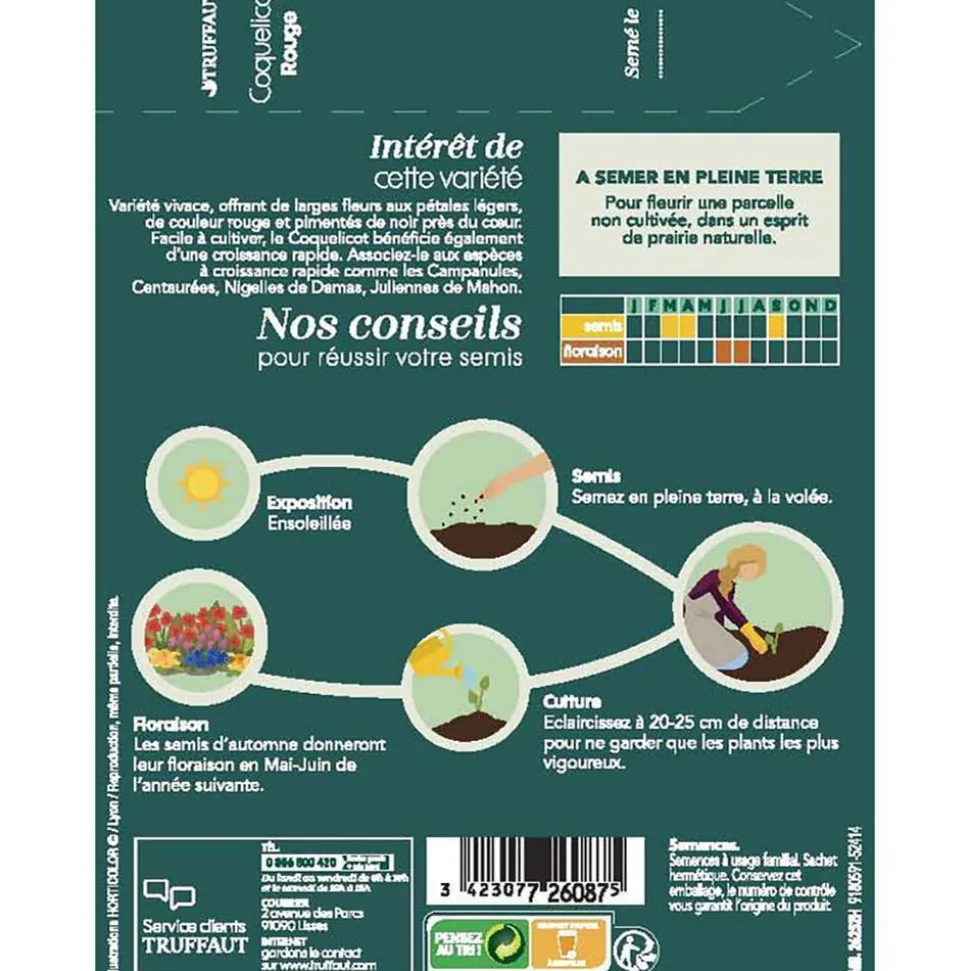 TRUFFAUT - Coquelicot simple Rouge : En Sachet