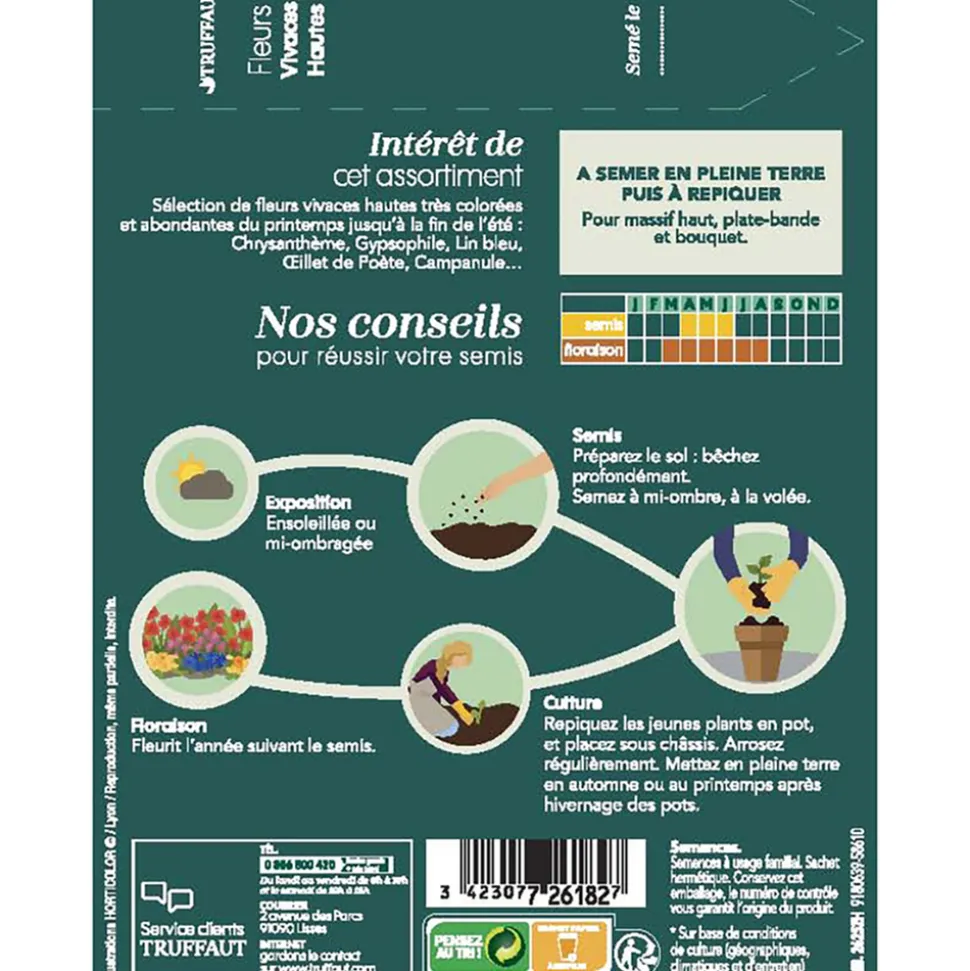 TRUFFAUT - Fleurs vivaces hautes mélange bouquets massifs hauts
