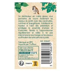 TRUFFAUT BIODIVERSITÉ - Distributeur de cacahuètes Ouet en métal noir pour oiseaux