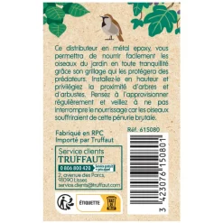 TRUFFAUT BIODIVERSITÉ - Distributeur de graines Mety en métal pour oiseaux du jardin