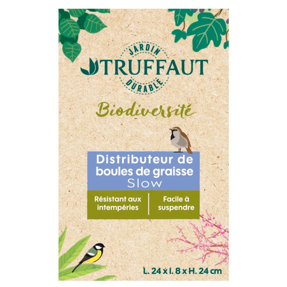 TRUFFAUT BIODIVERSITÉ - Distributeur de boules de graisse Slow en métal pour oiseaux