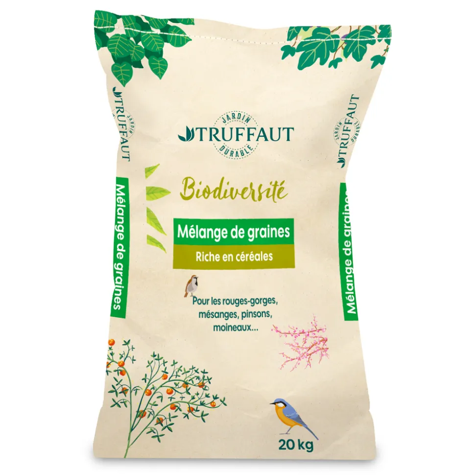 TRUFFAUT BIODIVERSITÉ - Mélange de graines pour oiseaux du jardin - 20 kg