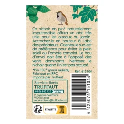 TRUFFAUT BIODIVERSITÉ - Nichoir Rustic pour oiseaux du jardin - L.20 x l.14 x H.17 cm
