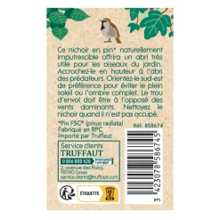 TRUFFAUT BIODIVERSITÉ - Nichoir tente en pin blanc pour mésanges - L.18.5 x l.14 x H.23 cm