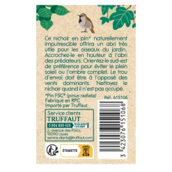 TRUFFAUT BIODIVERSITÉ - Nichoir Ecorce pour oiseaux du jardin - L.17 x l.14 x H.17 cm
