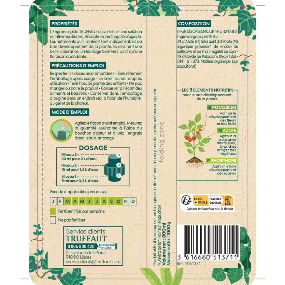 TRUFFAUT UAB - Engrais liquide Truffaut universel 800 ml