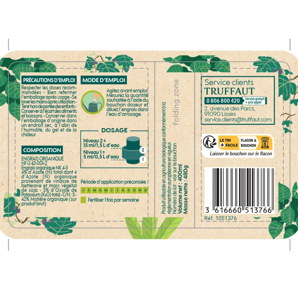 TRUFFAUT UAB - Engrais liquide Truffaut plantes d鈥檌ntérieur 400 ml