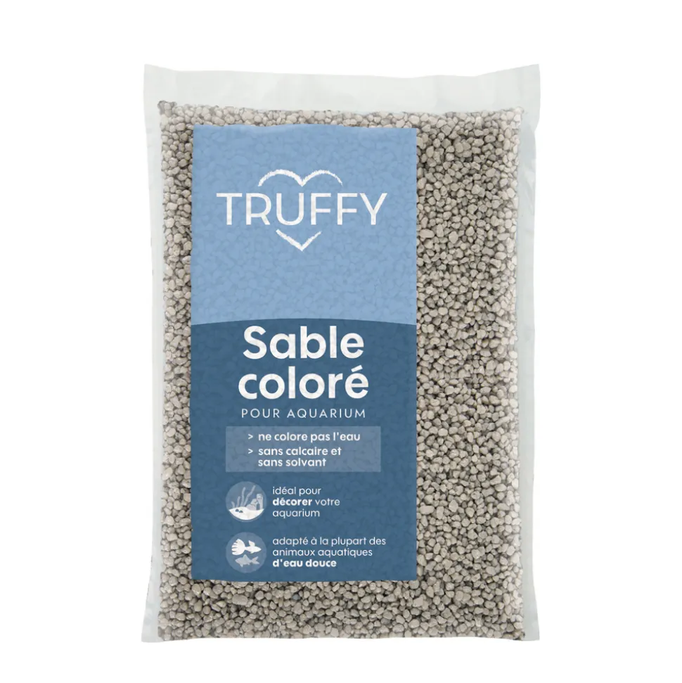 TRUFFY - Sable coloré pour aquarium d'eau douce Truffy gris 1Kg