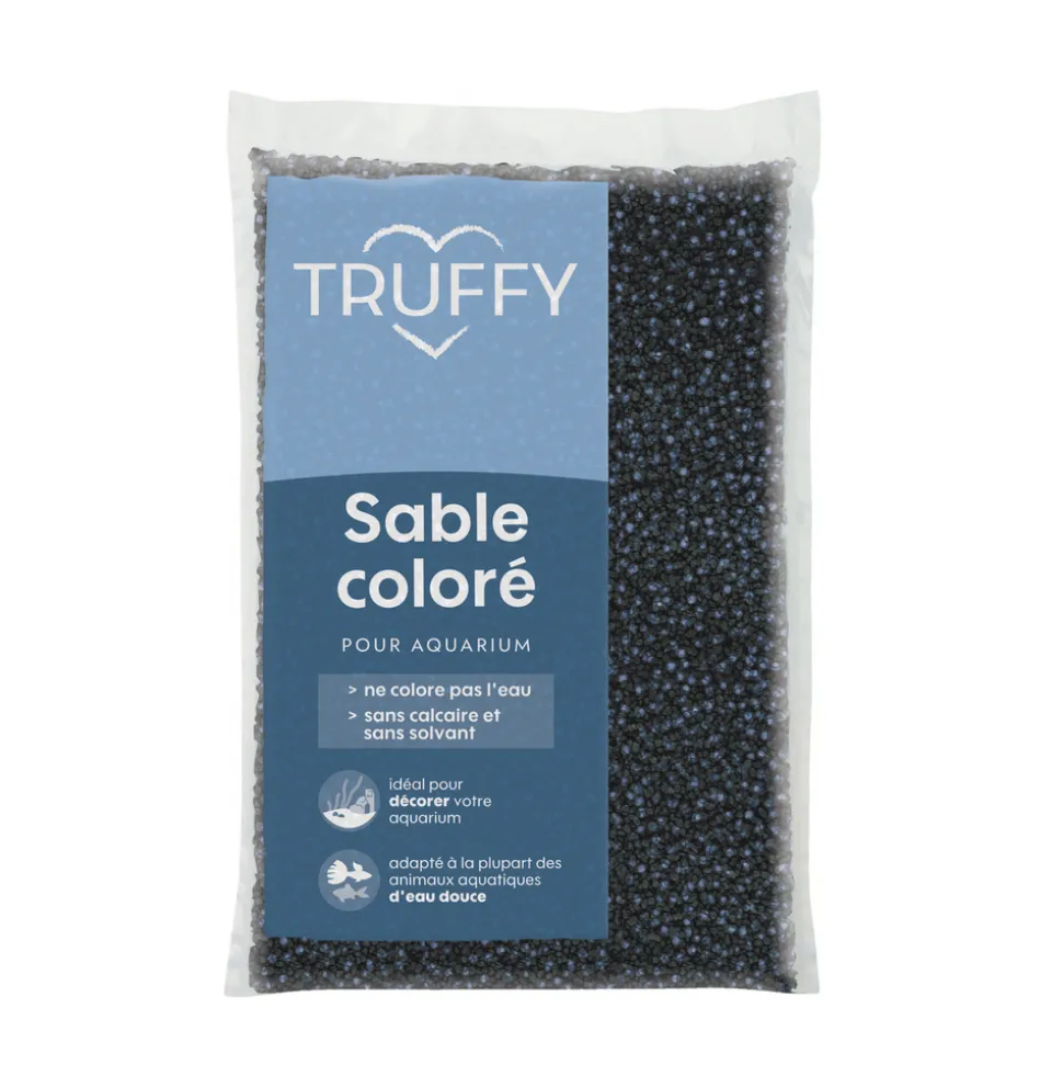 TRUFFY - Sable coloré pour aquarium d'eau douce Truffy bleu/noir 5Kg