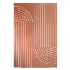 UNAMOURDETAPIS - Tapis extérieur, kilim reversible 120x170 an reversible terracota et crème