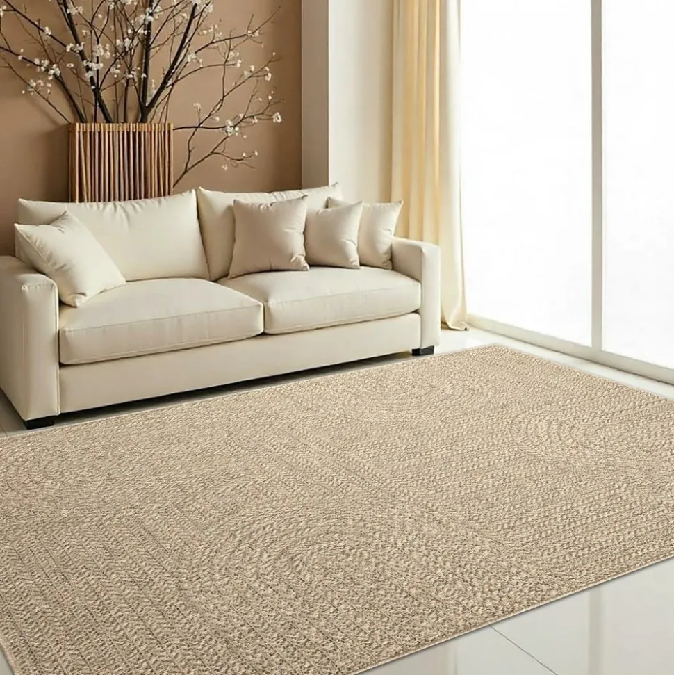 UNAMOURDETAPIS - Tapis extérieur intérieur 140x200 lyn13 reza aspect jute motif arc-en-ciel ton sur ton