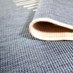 UNAMOURDETAPIS - Tapis extérieur, kilim reversible 120x170 av reversible bleu et crème