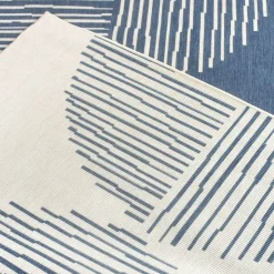 UNAMOURDETAPIS - Tapis extérieur, kilim reversible 120x170 av reversible bleu et crème