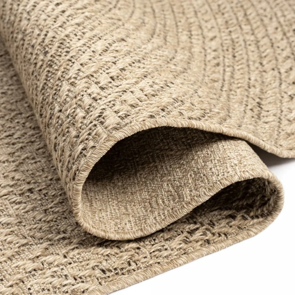 UNAMOURDETAPIS - Tapis extérieur intérieur 120x170 lyn13 rezy aspect jute motif rond ton sur ton