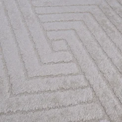 UNAMOURDETAPIS - Très grans tapis rond de salon ø240cm lyn9 cernan beige, tapis rond ton sur ton moderne