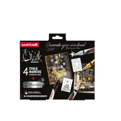 UNI BALL - Coffret de 4 marqueurs à craie Chalk Marker PWE5M - 4 coloris de fête