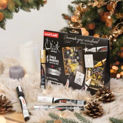UNI BALL - Coffret de 4 marqueurs à craie Chalk Marker PWE5M - 4 coloris de fête