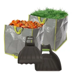 VELLEMAN - Ramasse feuilles manuel par deux avec 2 sacs de jardin multifonctions - polypropylène - 100 l