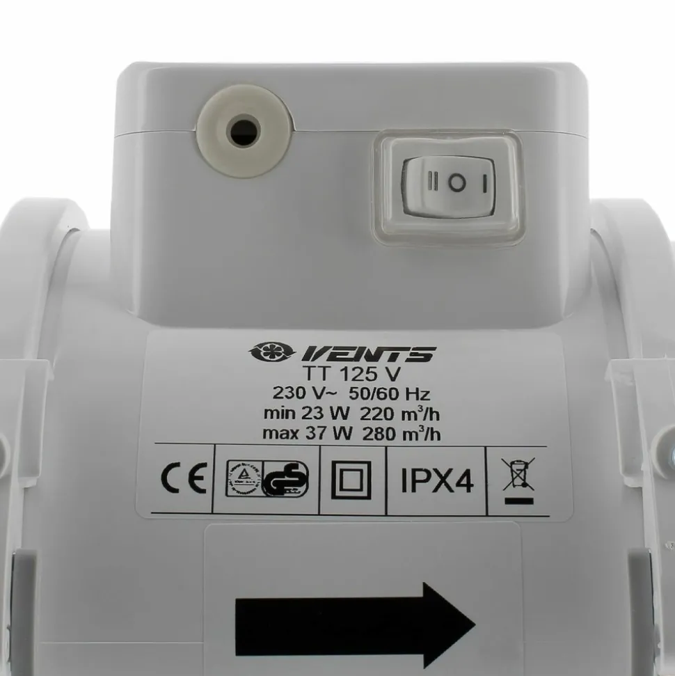 VENTS - Extracteur tt 125 - 2 vitesses 220 et 280m3/h