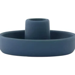 VENTURE HOME - Bougeoir en grès otis bleu foncé