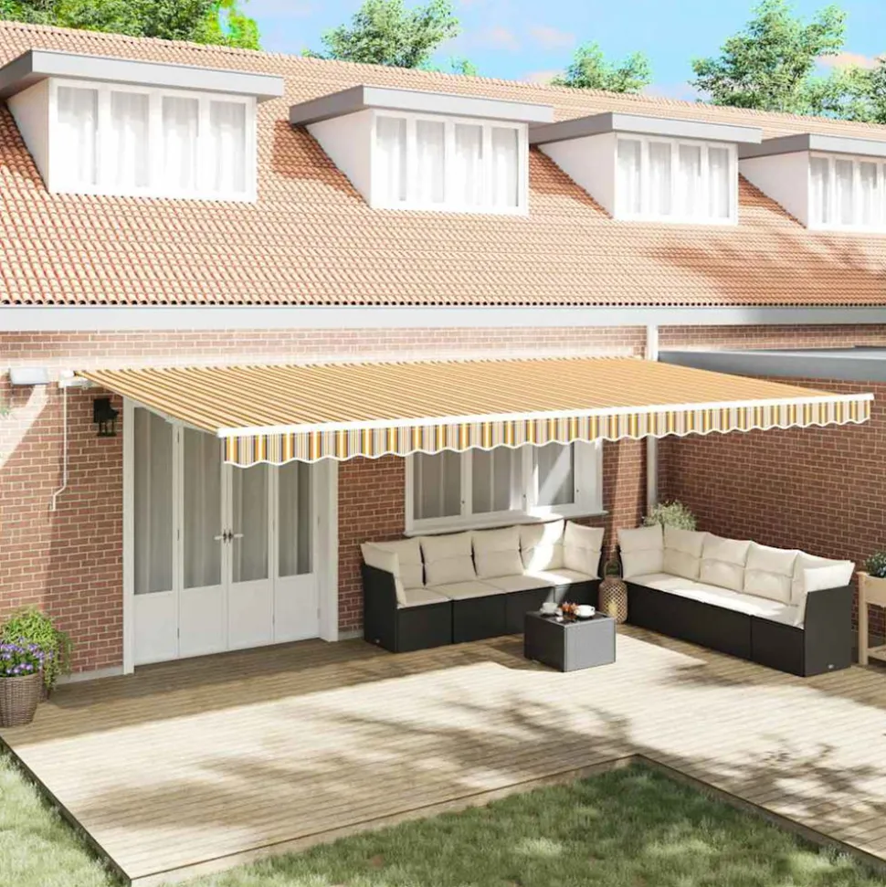 VIDAXL - Auvent rétractable with manuel 600 × 300 cm multicolore