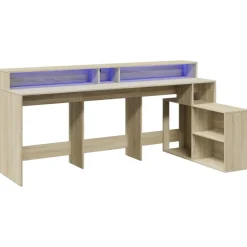 VIDAXL - Bureau avec lumières led chêne sonoma bois d'ingénierie