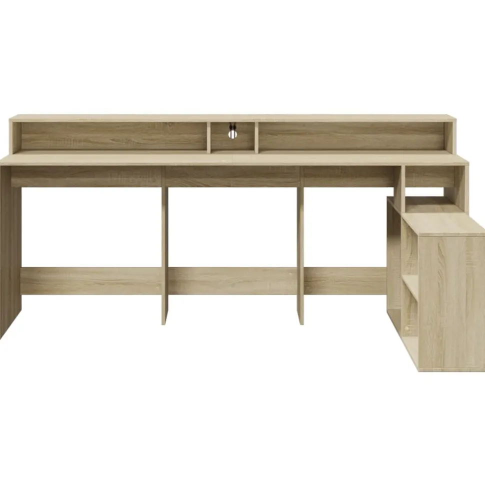 VIDAXL - Bureau avec lumières led chêne sonoma bois d'ingénierie