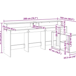VIDAXL - Bureau avec lumières led chêne sonoma bois d'ingénierie