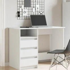 VIDAXL - Bureau blanc 102x50x75 cm bois d'ingénierie