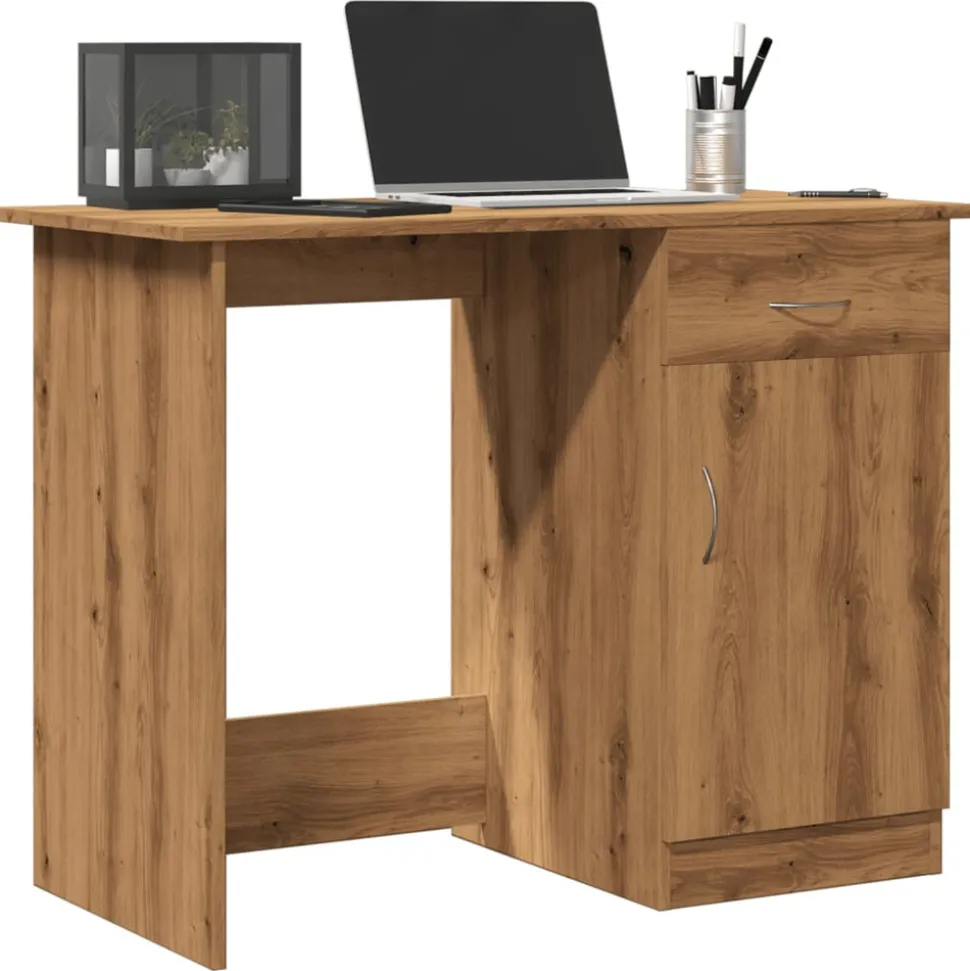 VIDAXL - Bureau chêne artisanal 100x50x76 cm bois d'ingénierie