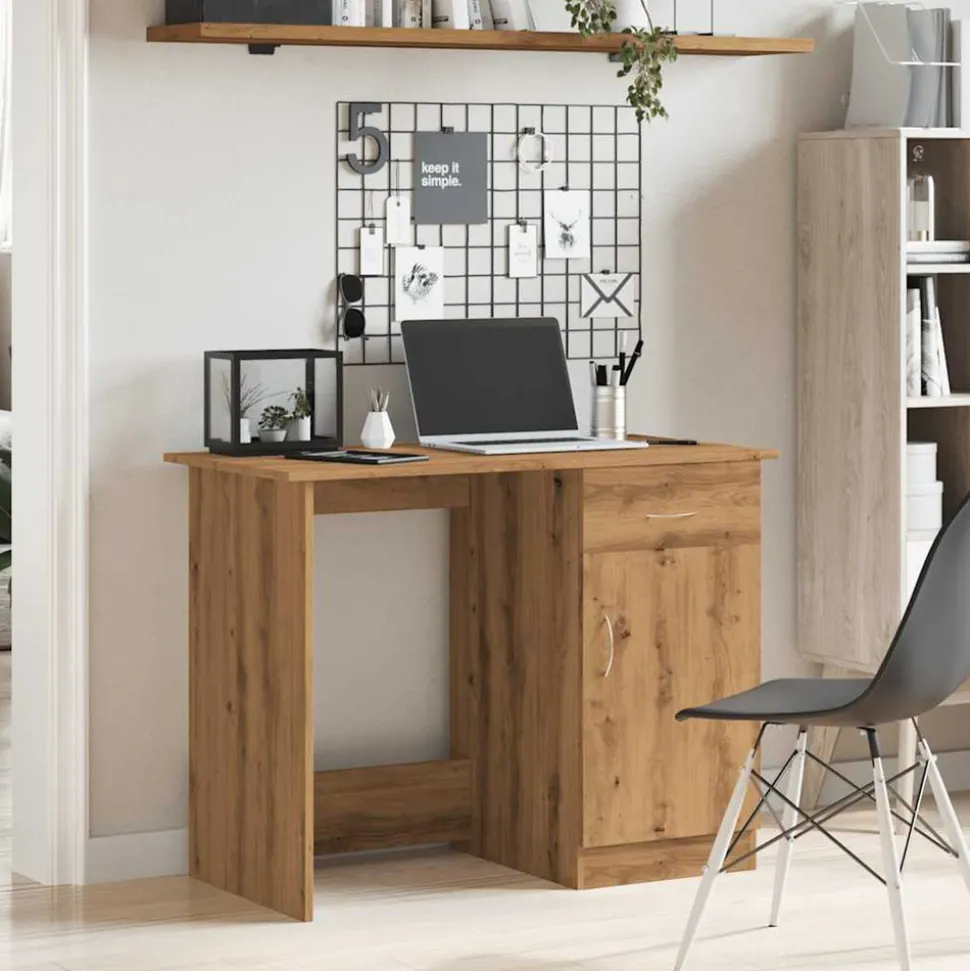 VIDAXL - Bureau chêne artisanal 100x50x76 cm bois d'ingénierie