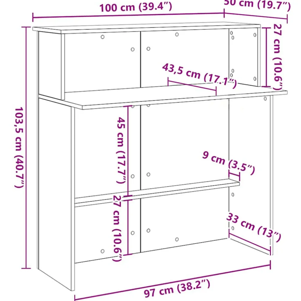 VIDAXL - Bureau de réception blanc 100x50x103,5 cm bois d'ingénierie