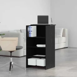 VIDAXL - Bureau de réception noir 55x50x103,5 cm bois d'ingénierie