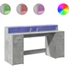 VIDAXL - Bureau et lumières led gris béton 160x55x91cm bois d'ingénierie