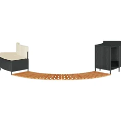 VIDAXL - Cadre de bain à remous noir résine tressée bois massif d'acacia