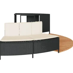 VIDAXL - Cadre de bain à remous noir résine tressée bois massif d'acacia