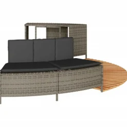 VIDAXL - Cadre de bain à remous gris résine tressée bois massif d acacia