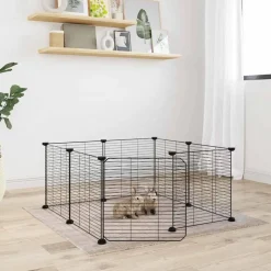 VIDAXL - Cage animaux de compagnie à 8 panneaux et porte noir 35x35 cm
