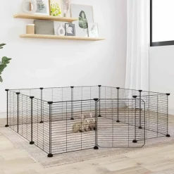 VIDAXL - Cage animaux de compagnie à 12 panneaux et porte noir 35x35 cm