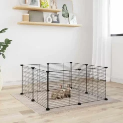 VIDAXL - Cage animaux de compagnie à 8 panneaux noir 35x35 cm acier