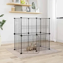 VIDAXL - Cage animaux de compagnie à 12 panneaux et porte noir 35x35 cm